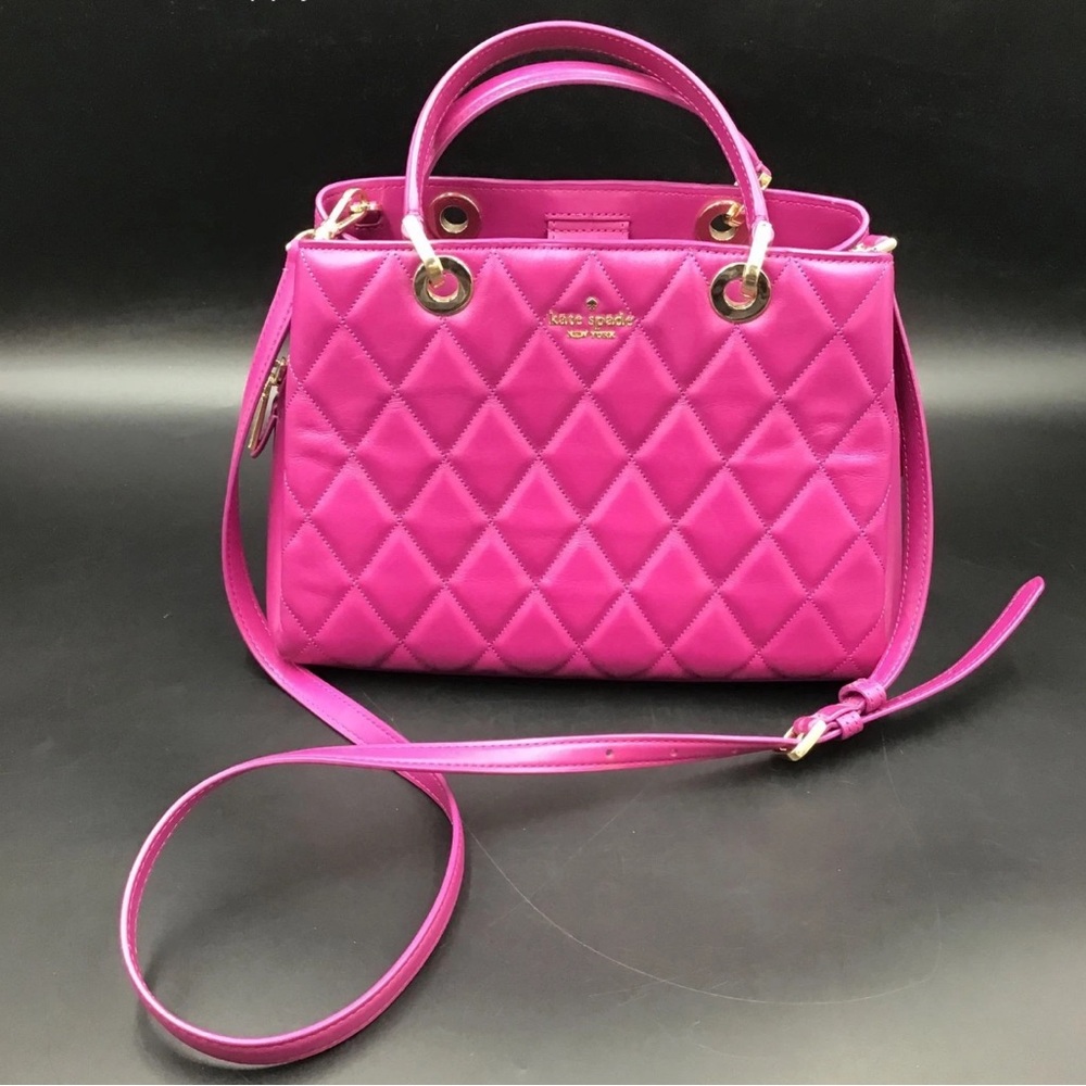 Kate Spade Purple Quilted Leather 'Carey Sullivan' Satchel Bag (+COA)